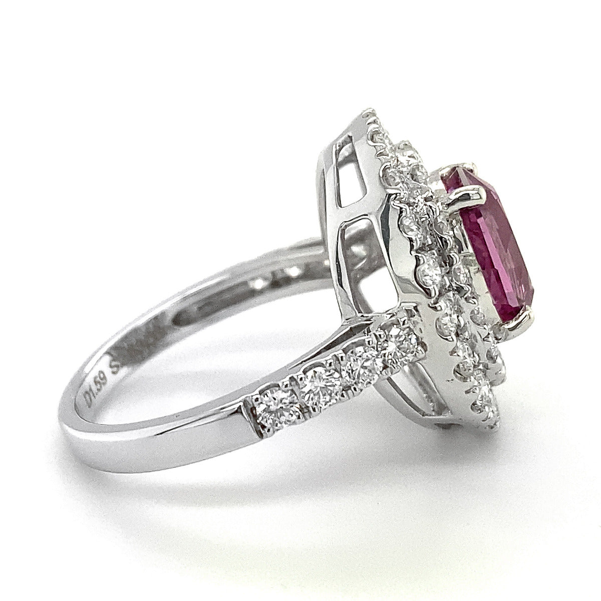 18K White Gold 4.22ct TGW Pink Spinel and Diamond One-of-a-Kind Ring