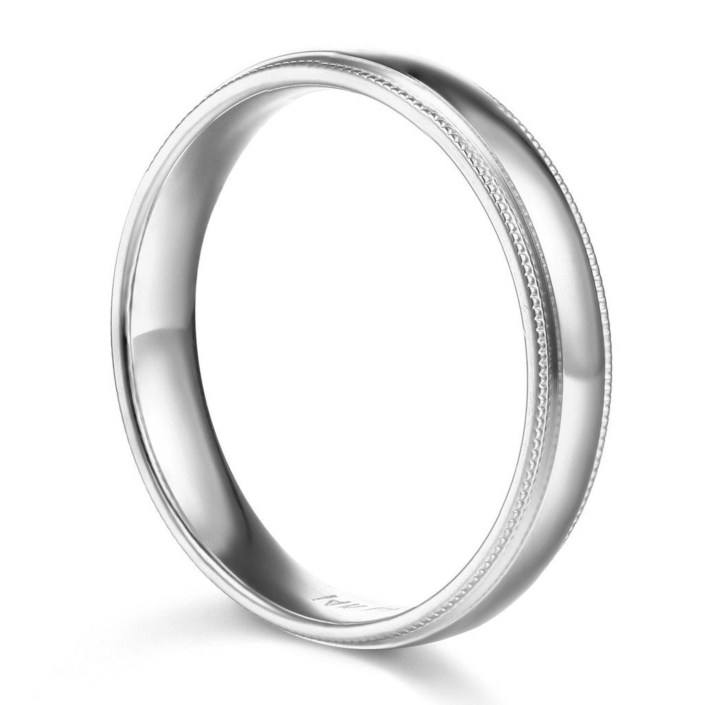 14k White Gold 7mm Unisex Standard-fit Polished Milgrain Wedding Band