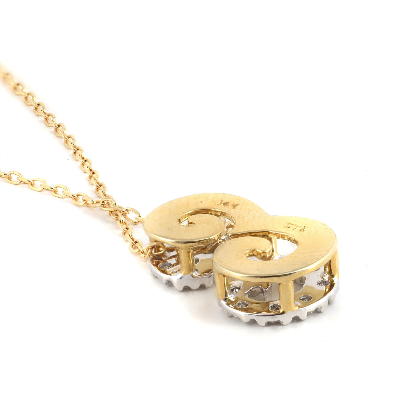 14K White and Yellow Gold 0.14ct TDW White Diamond Letter E Initial Pendant Necklace