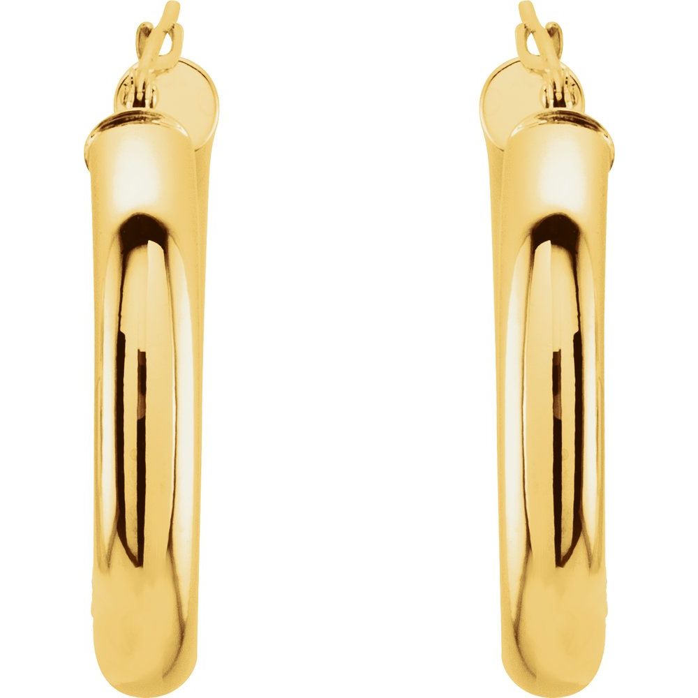 14K Yellow Gold 25 mm Tube Hoop Earrings