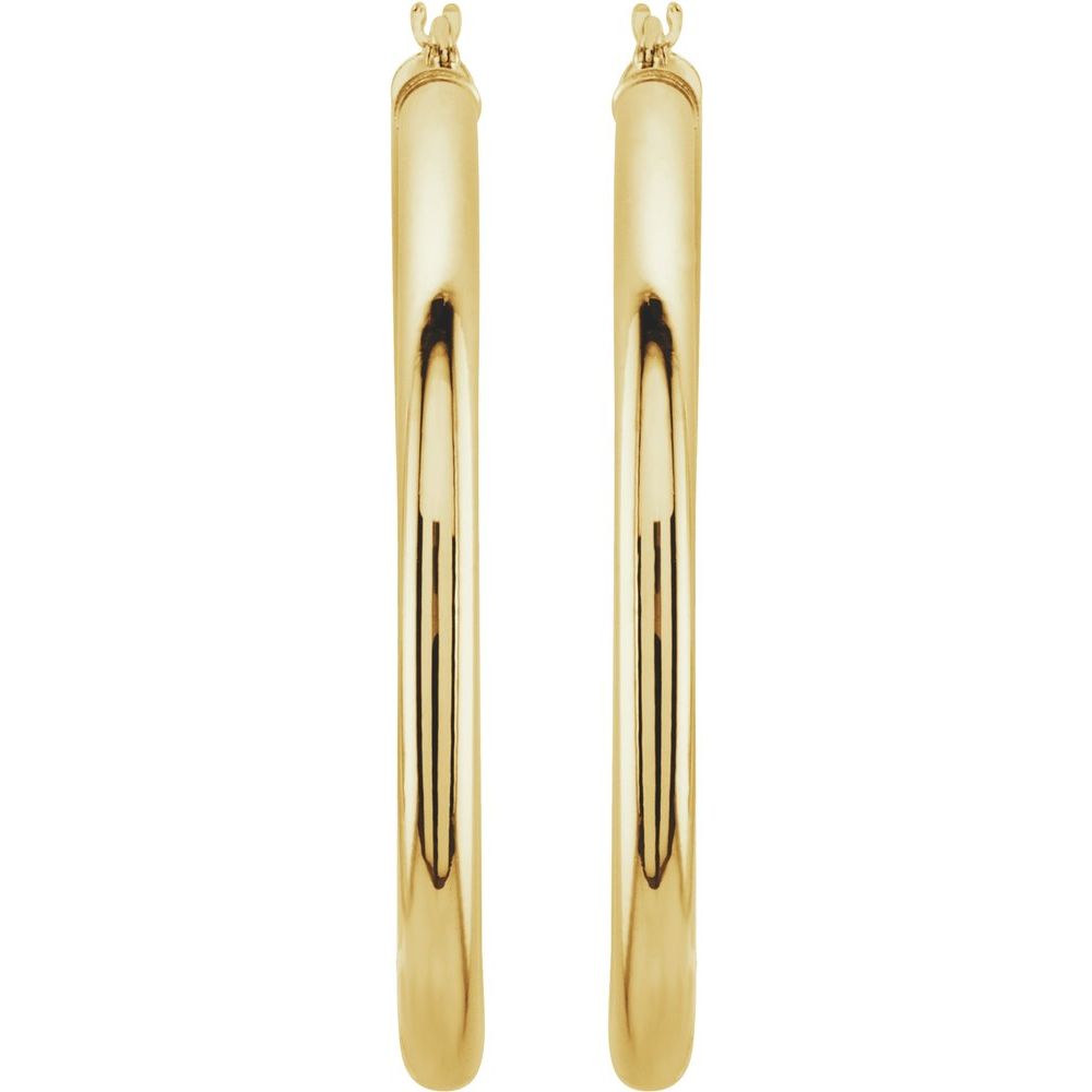 14K Yellow Gold 40 mm Tube Hoop Earrings