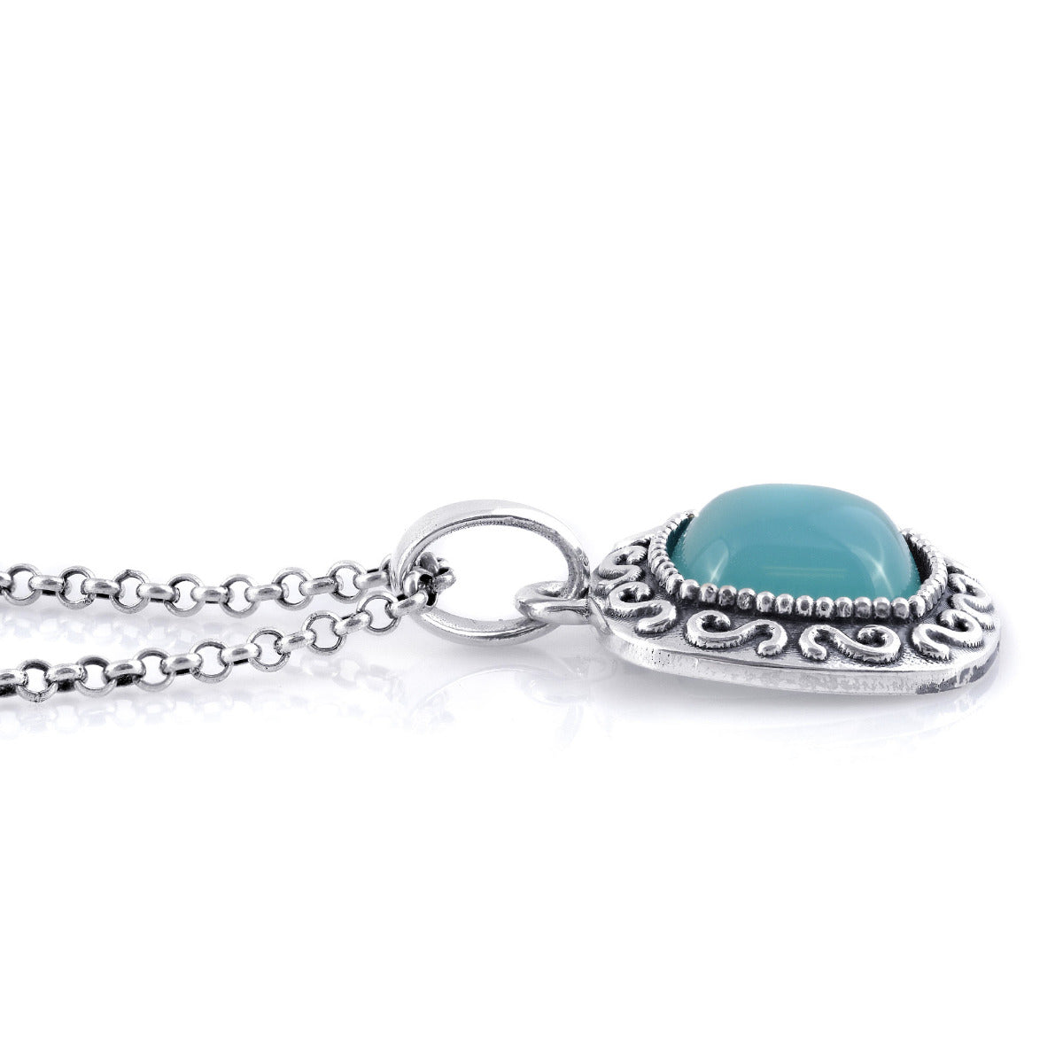 Sterling Silver Paraiba Color 6.67ct TGW Cushion-shape Agate One of a Kind Pendant Necklace