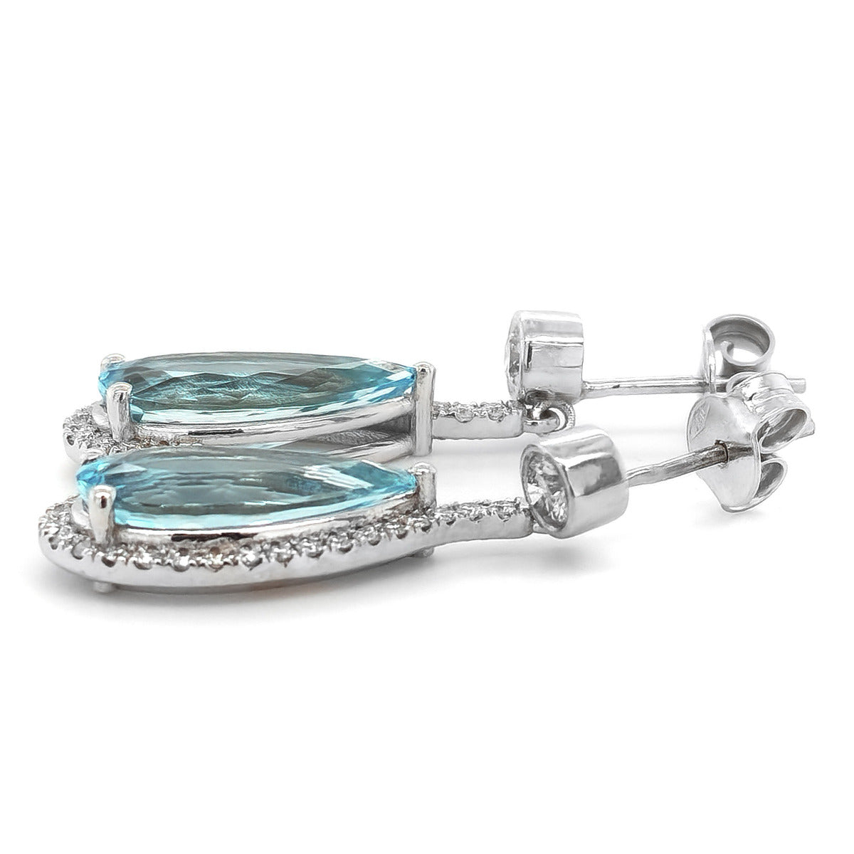 18K White Gold 5.65ct TGW Aquamarine and Diamond One-of-a-Kind Earrings