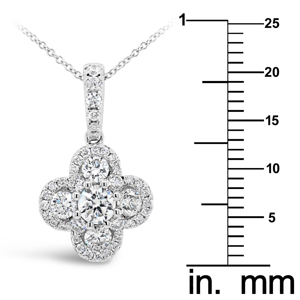 18k White Gold 1ct TDW White Diamond Floral Pendant Necklace