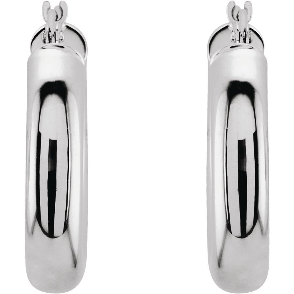 14K White Gold 20 mm Tube Hoop Earrings