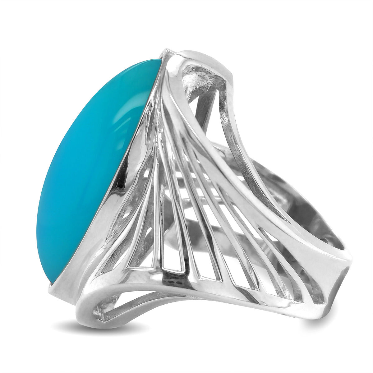 Silver 11.53ct TGW Green-Blue Agate One-of-a-Kind Ring