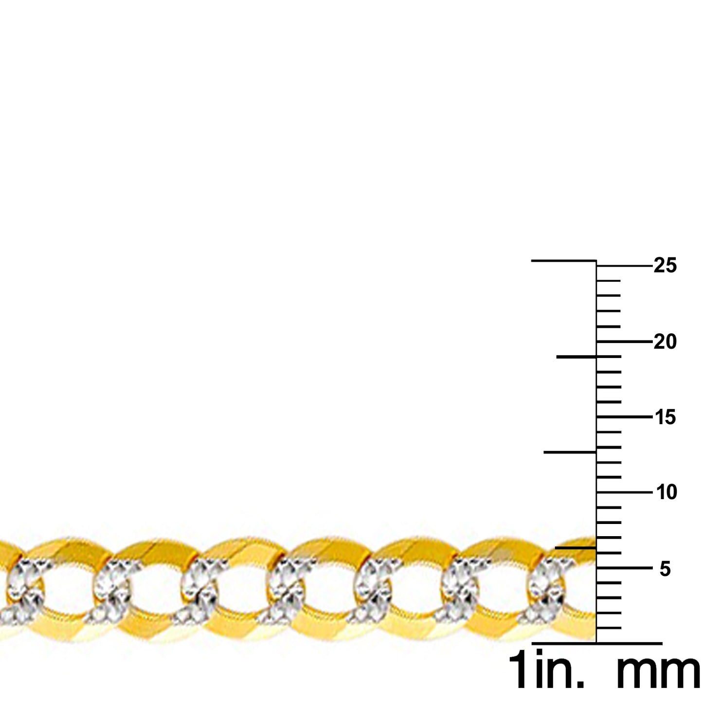 14k Two-tone Gold 7mm Wide Open Light White Pave Cuban Men's Chain Necklace