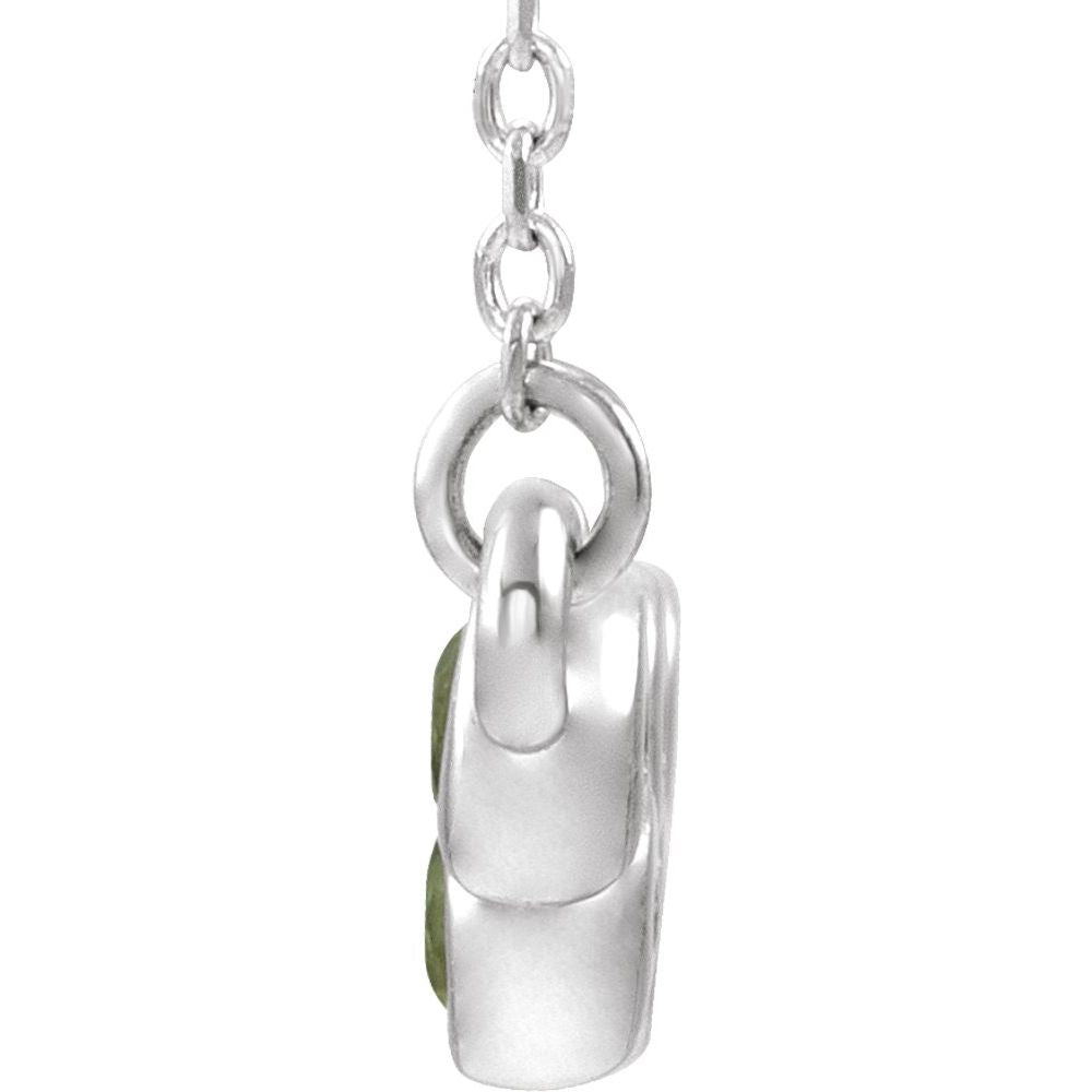 14k White Gold Natural Peridot Bezel-Set Bar 16-18" Necklace