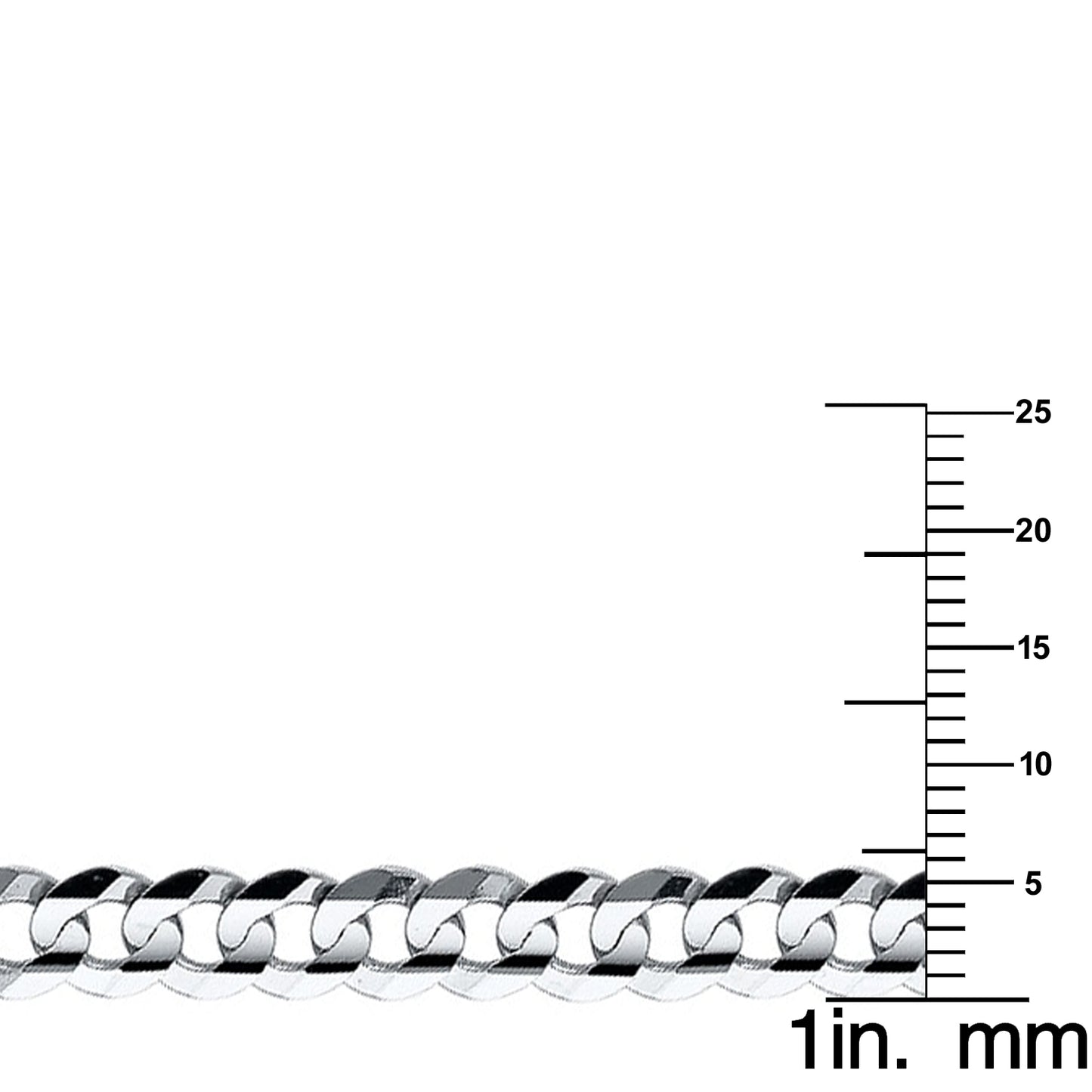 14k White Gold 5.9mm Wide Regular Concave Cuban Unisex Chain Necklace