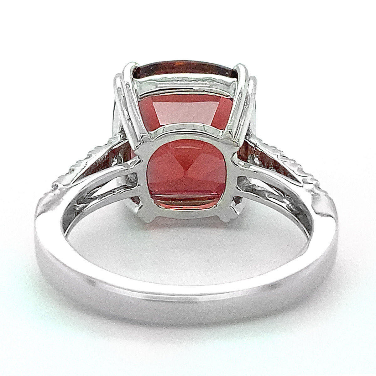 Platinum 10.37ct TGW Red Orange Tourmaline and Diamond Ring