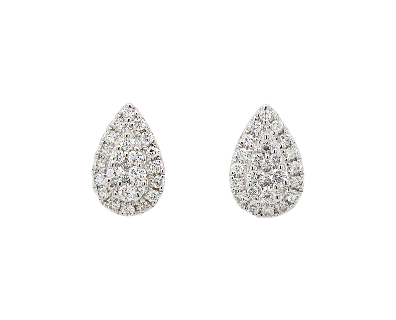 18k White Gold 1/5ct TDW White Diamond Pear Shape Cluster Stud Earrings