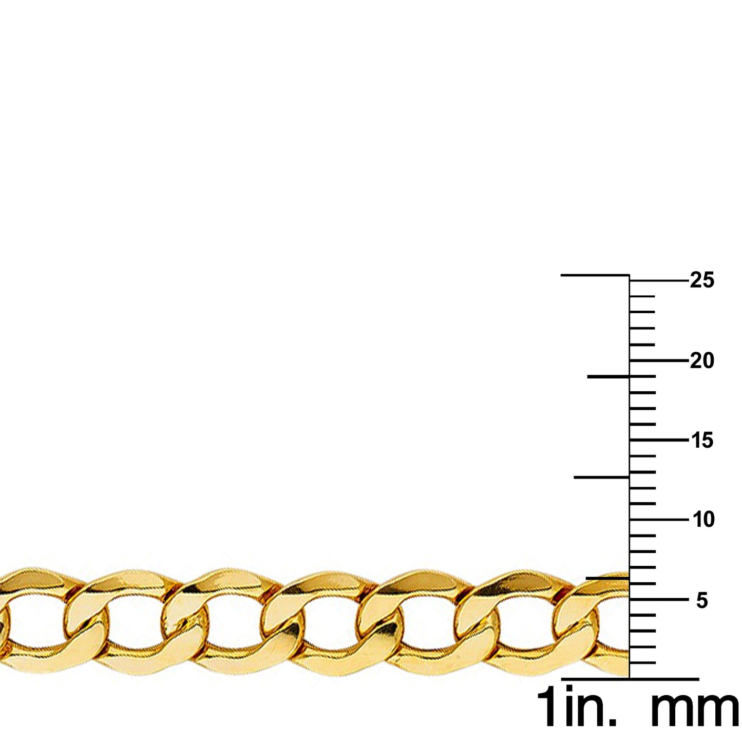 14k Yellow Gold 6.7mm Wide Hollow Cuban Bevel Chain 8" Bracelet