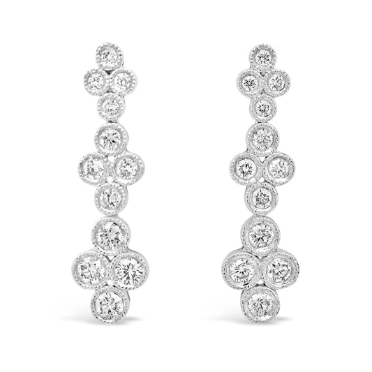 18k White Gold 5/8ct TDW White Diamond Floral Dangling Earrings