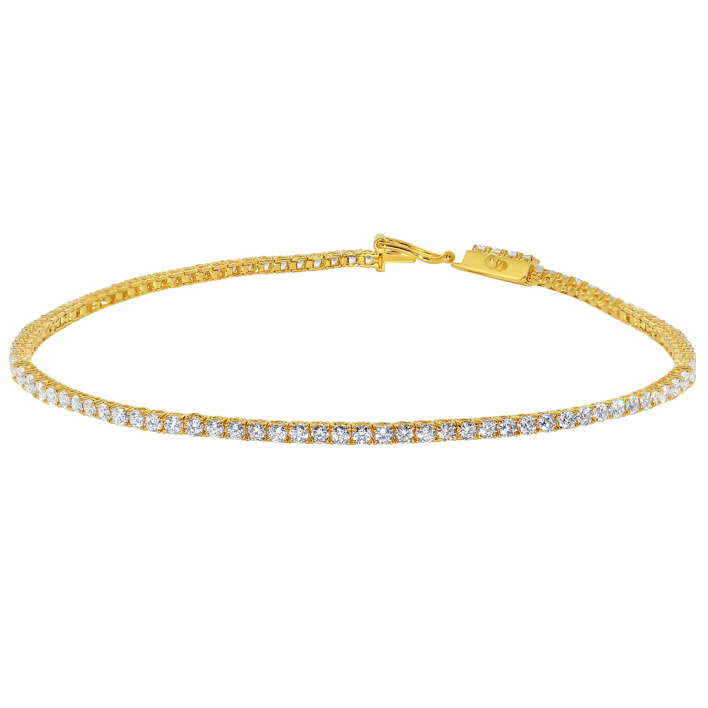 14k Yellow Gold 1.8-mm Round-Cut Cubic Zirconia Tennis Bracelet