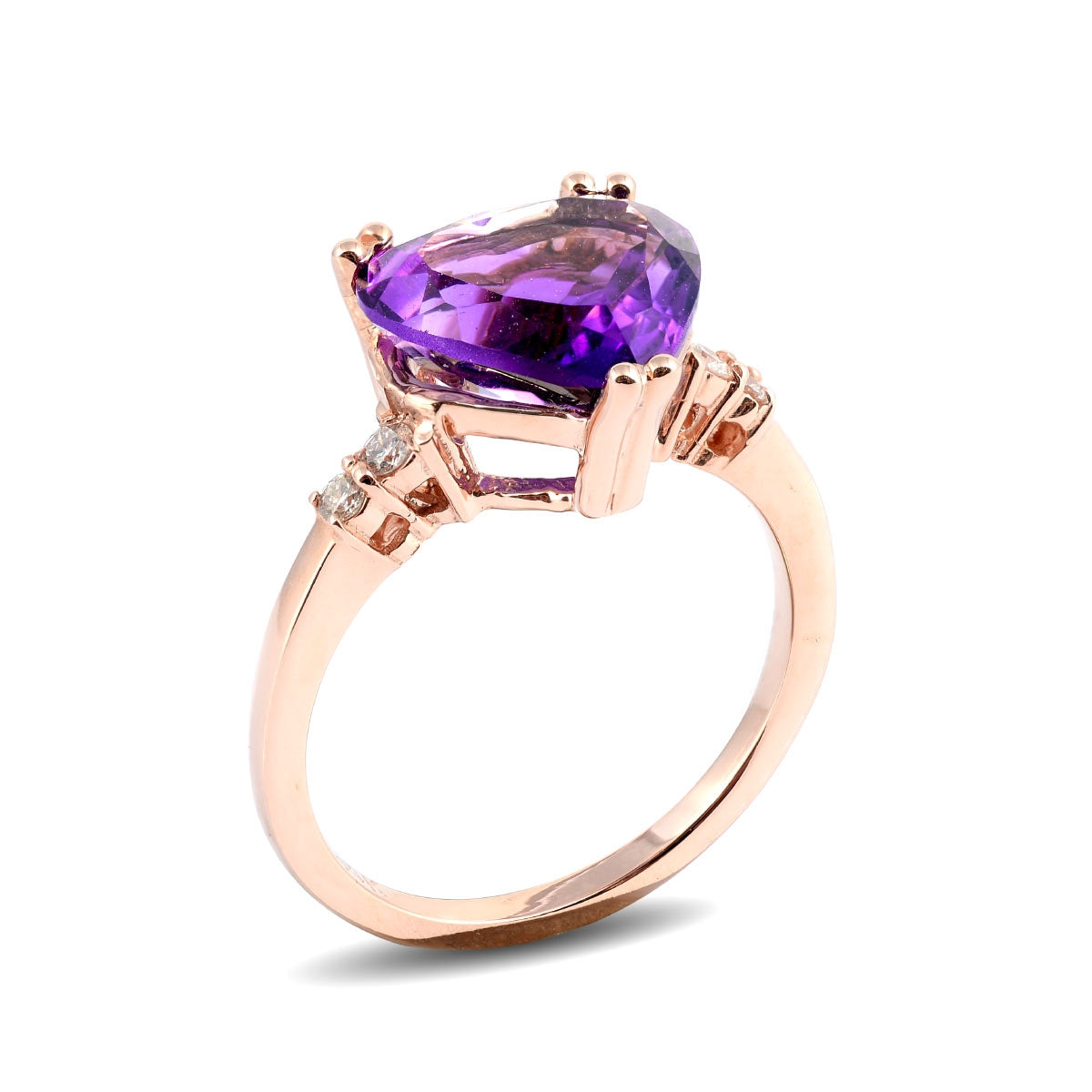 14K Rose Gold 3.97ct TGW Purple Amethyst and Diamonds One of a Kind Ring
