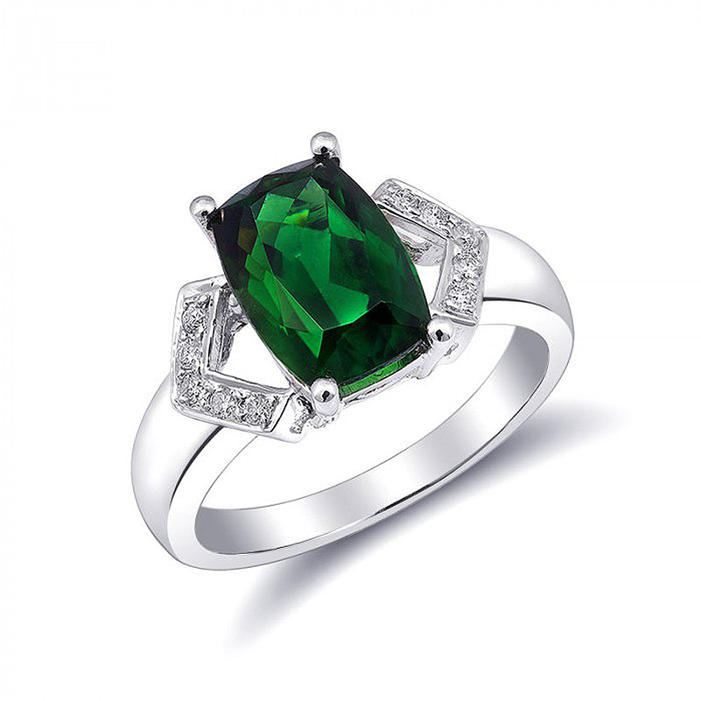 18k White Gold 3.09ct TGW Chrome Tourmaline and White Diamond One-of-a-Kind Ring