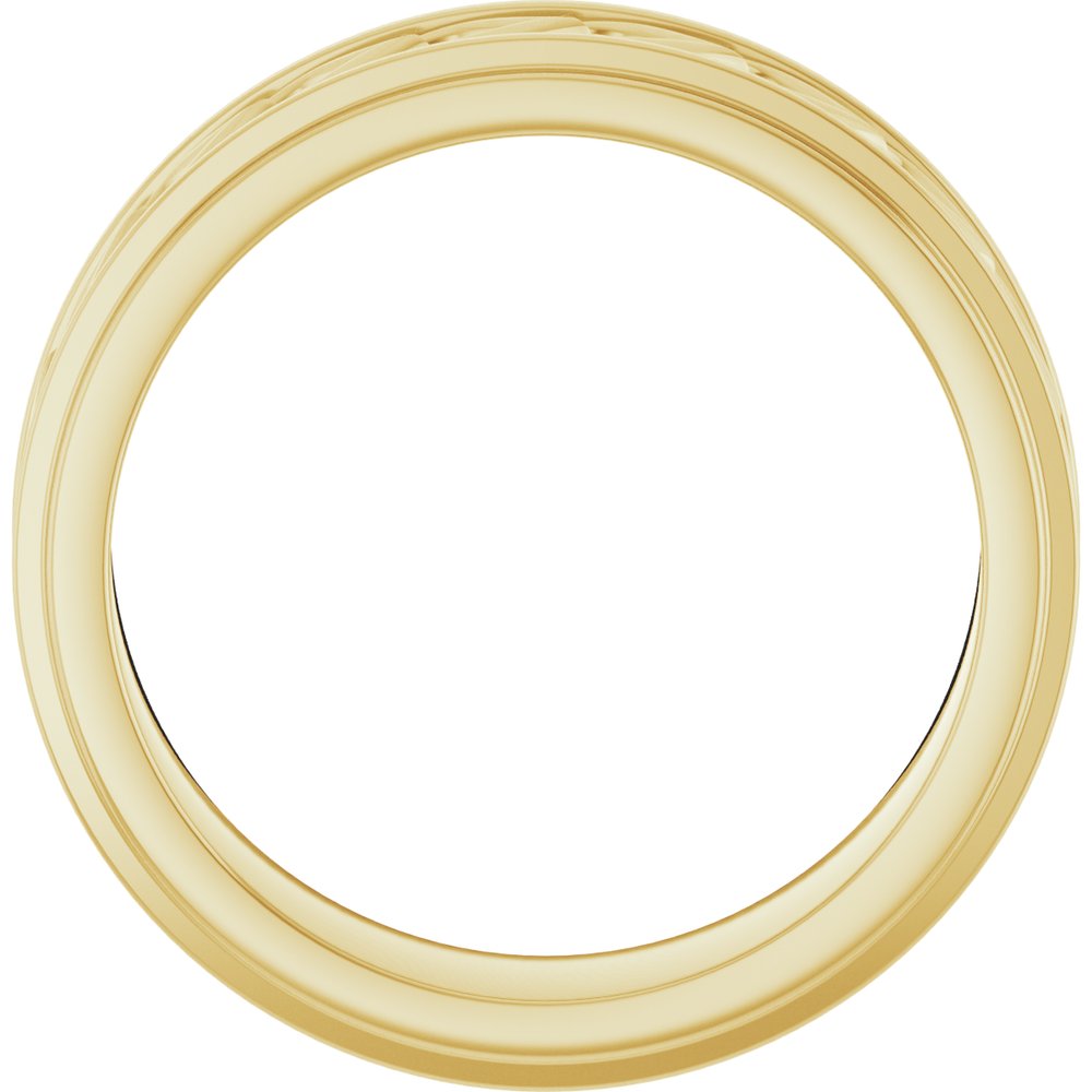 14K Yellow Gold 7.5 mm Patterned Wedding Band Size 10