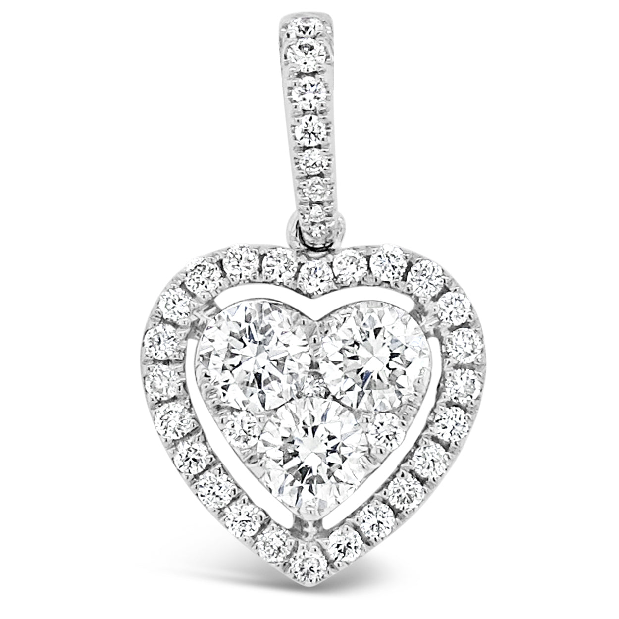 18k White Gold 1/2ct TDW White Diamond Heart Cluster Pendant Necklace