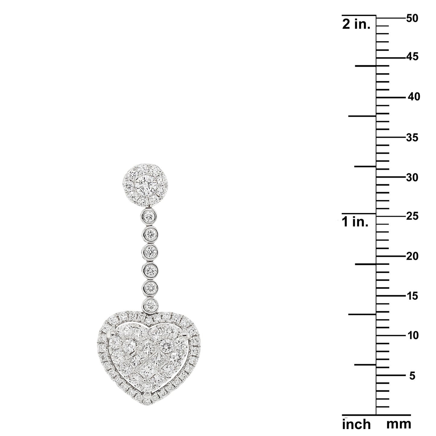 18k White Gold 1ct TDW White Diamond Dangling Heart Slide Pendant Necklace