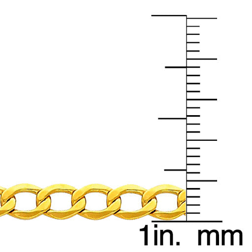 14k Yellow Gold 5.1mm Hollow Cuban Unisex Chain Bracelet (7.5")