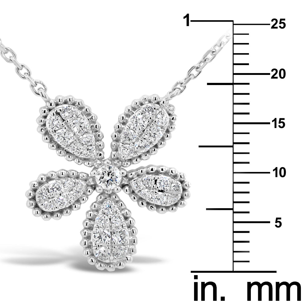 18k White Gold 3/8ct TDW White Diamond Flower Pendant Necklace