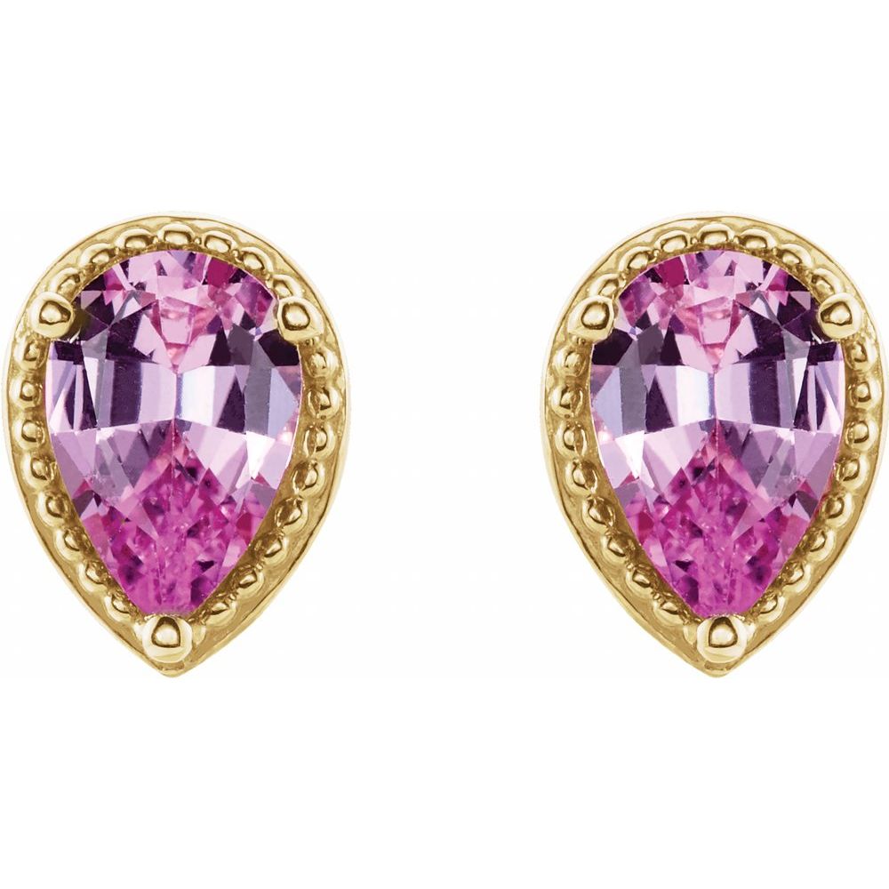 14k Yellow Gold Natural Pink Sapphire Earrings