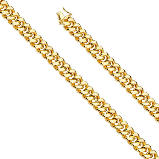 14k Yellow Gold 12-mm Wide Hollow Miami Cuban Chain 9 inch Bracelet