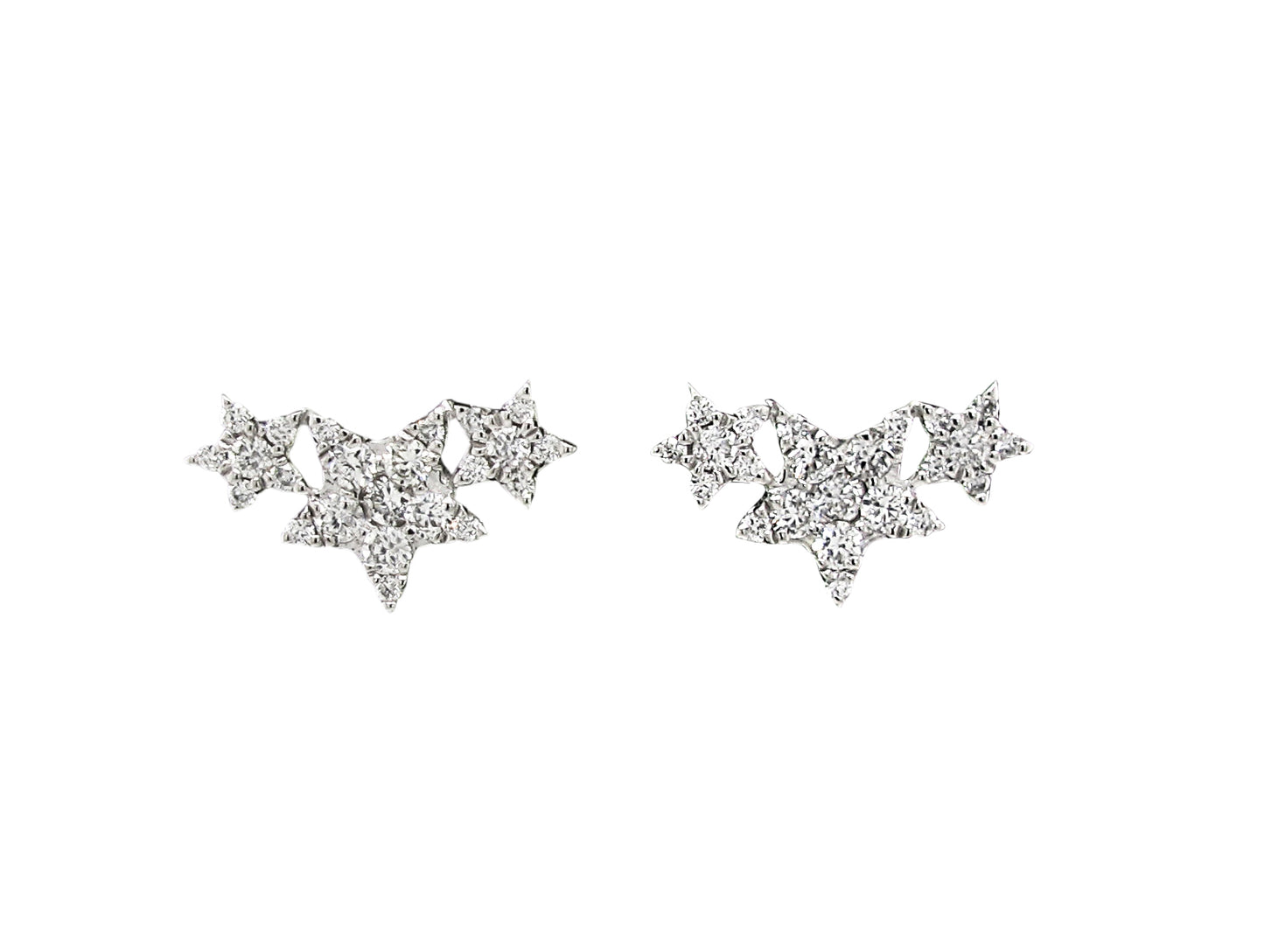 18k White Gold 1/4ct TDW White Diamond 3-Star Stud Earrings