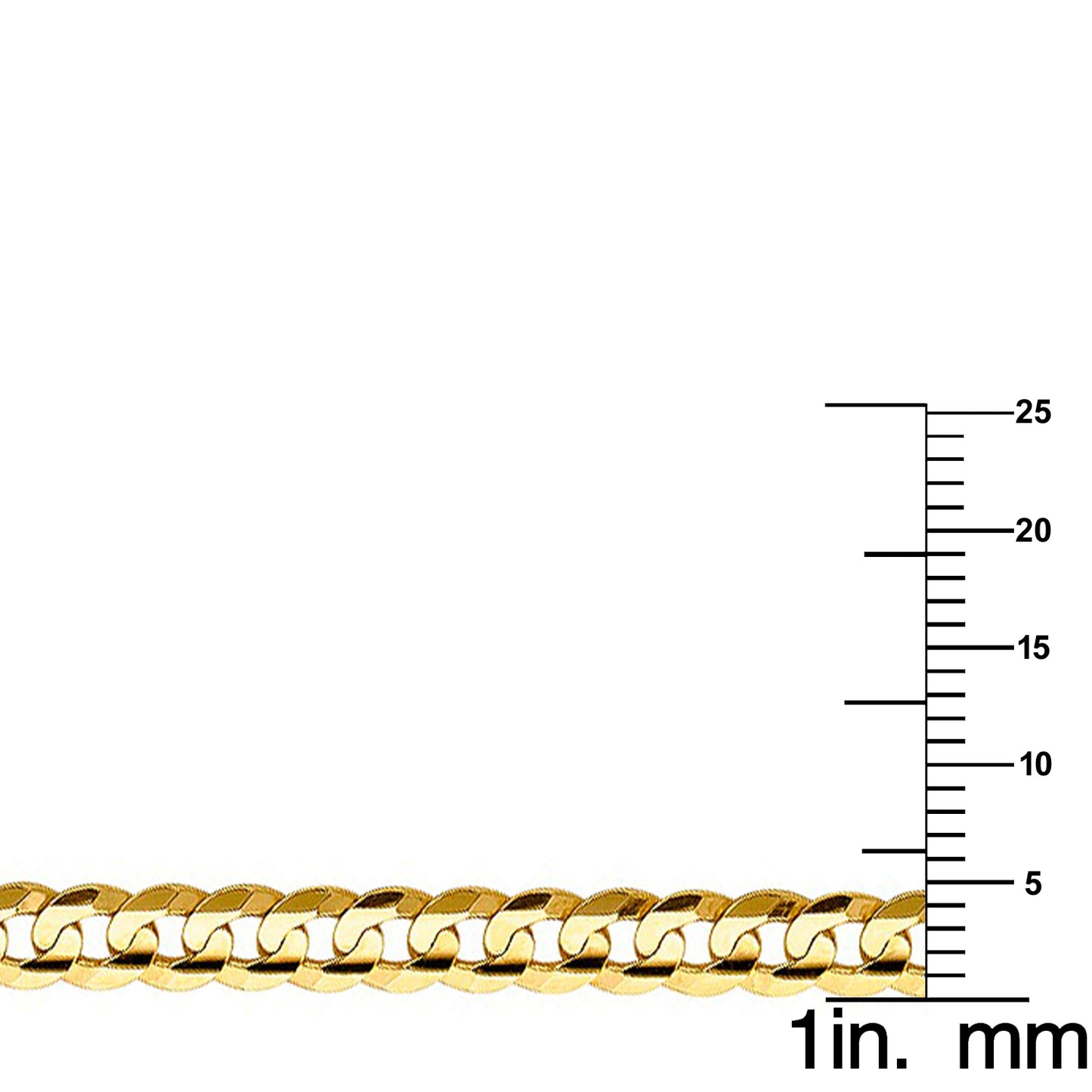 14k Yellow Gold 4.8mm Regular Concave Cuban Unisex Chain Necklace
