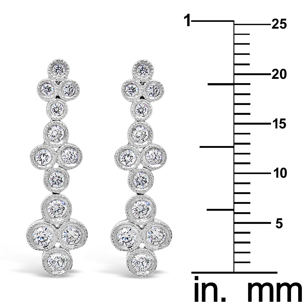 18k White Gold 5/8ct TDW White Diamond Floral Dangling Earrings