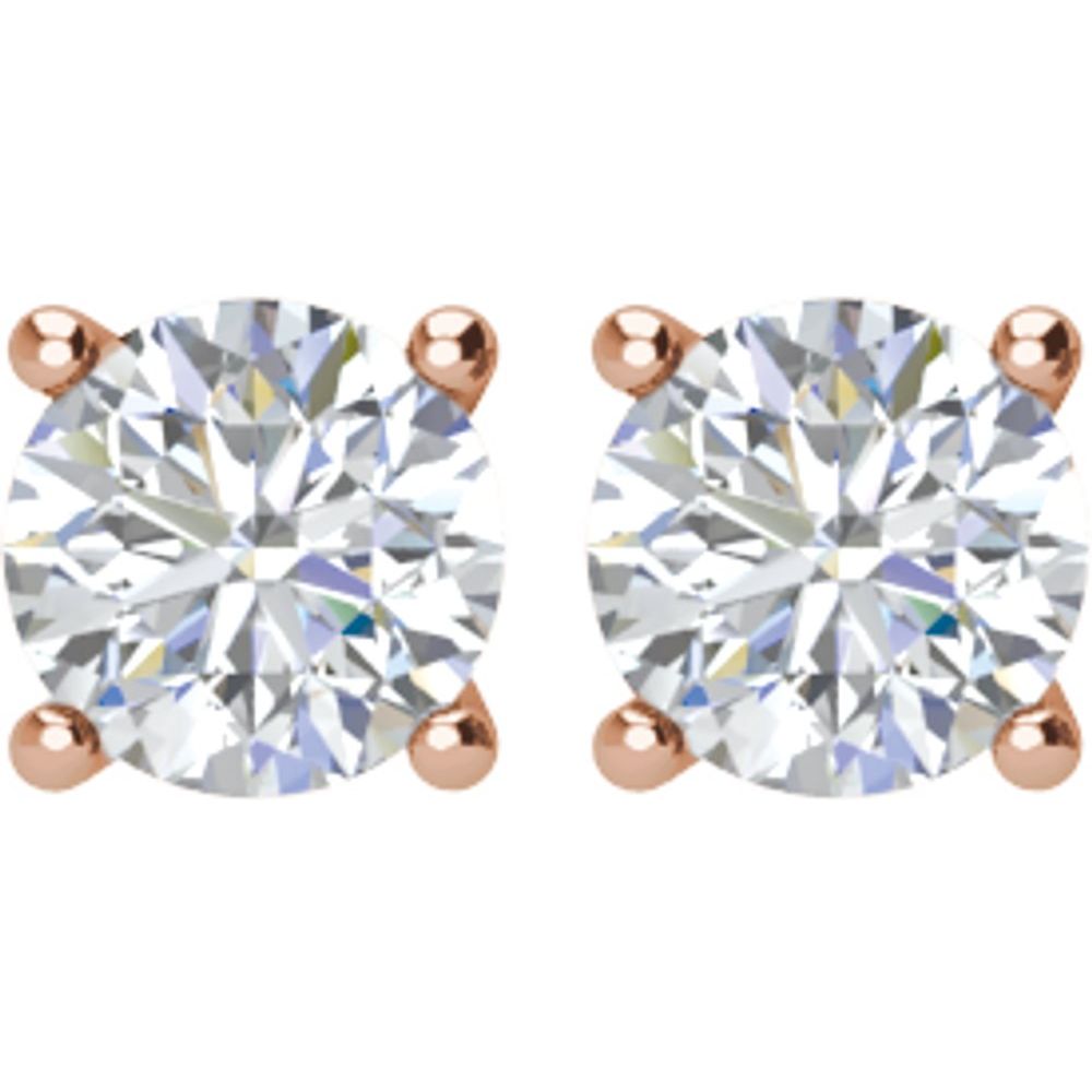 14k Rose Gold 3/4 CTW Natural Diamond Stud Earrings