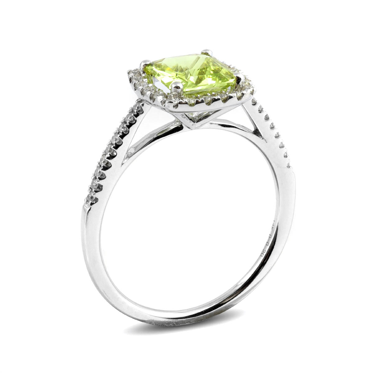 14K White Gold 1.53 TGW Chrysoberyl and White Diamonds One-of-a-Kind Ring