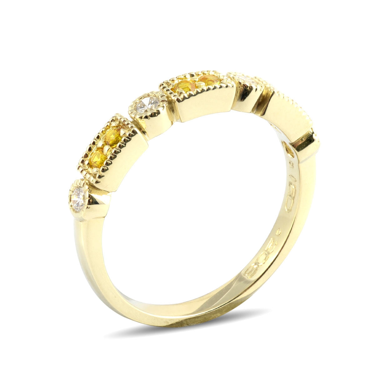 14K Yellow Gold 0.36ct TGW Yellow Sapphire and Diamonds One of a Kind Band