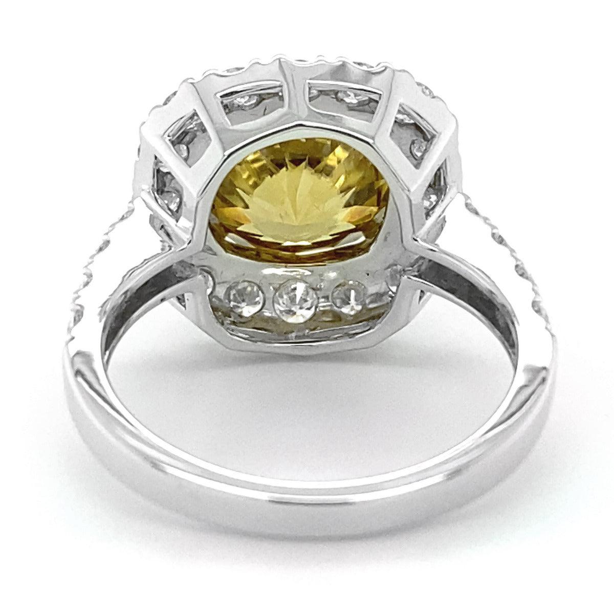 18K White Gold 7.27ct TGW Honey Orange Zircon and Diamond Ring