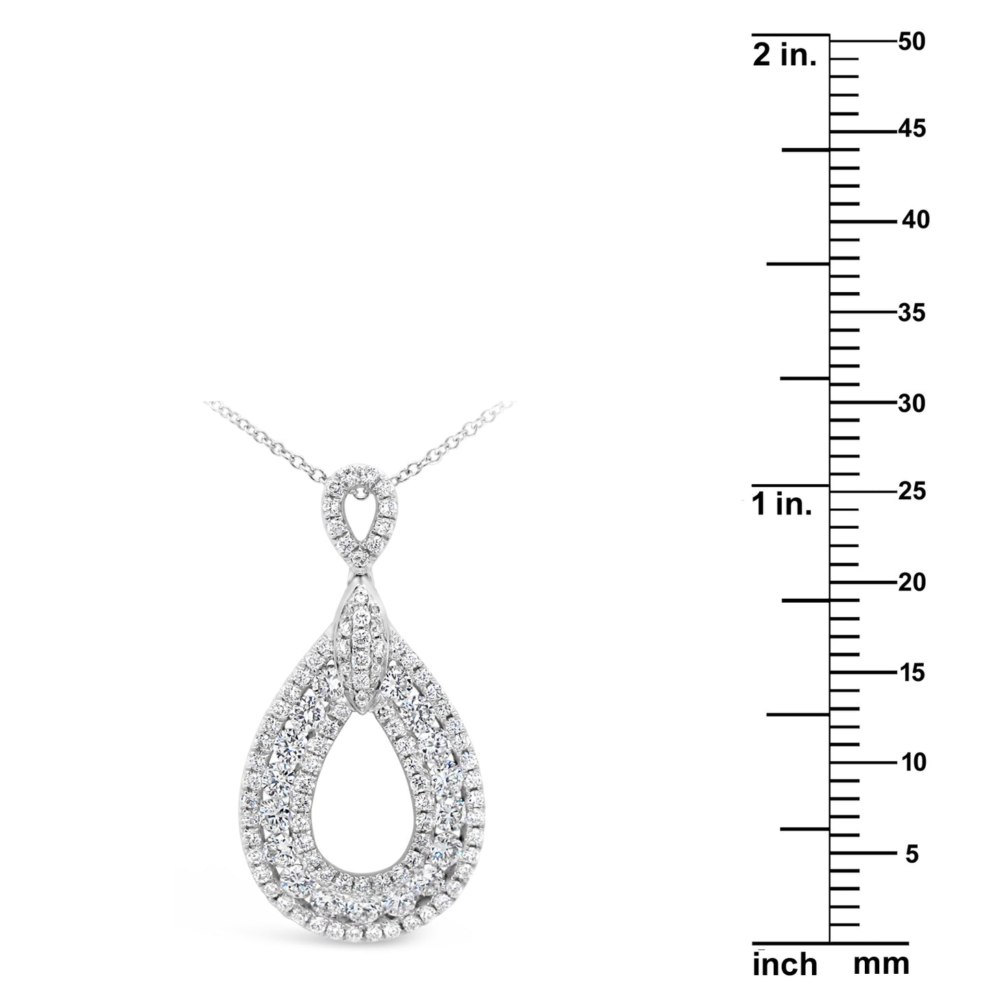 18k White Gold 3/4ct TDW White Diamond Pear Shape Pendant Necklace