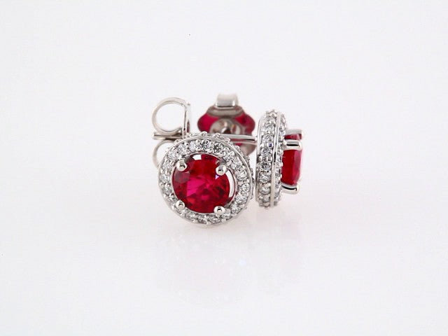 14k White Gold Natural Ruby & 1/3 CTW Natural Diamond Earrings