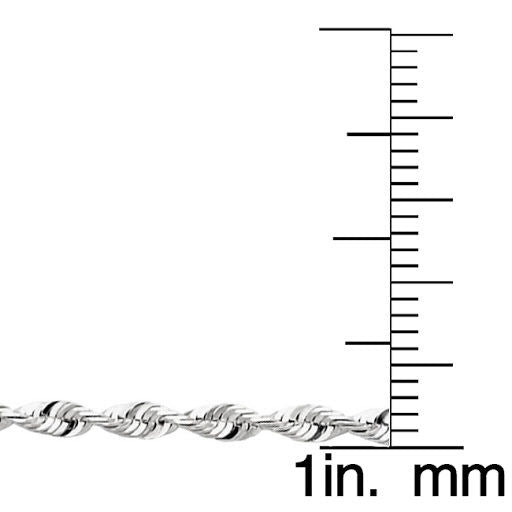 14k White Gold 2.5mm Light Diamond-cut Solid Rope Unisex Chain Necklace