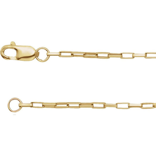 14K Yellow or Rose Gold 1.2 mm Paperclip-Style Chain