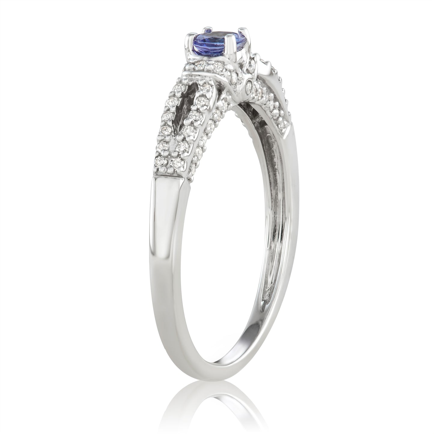 14K White Gold 0.50ct TW Tanzanite and White Diamond Engagement Ring