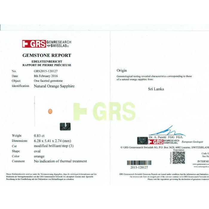 14k White Gold 1.38ct TGW Orange Sapphire and White Diamond Engagement Ring