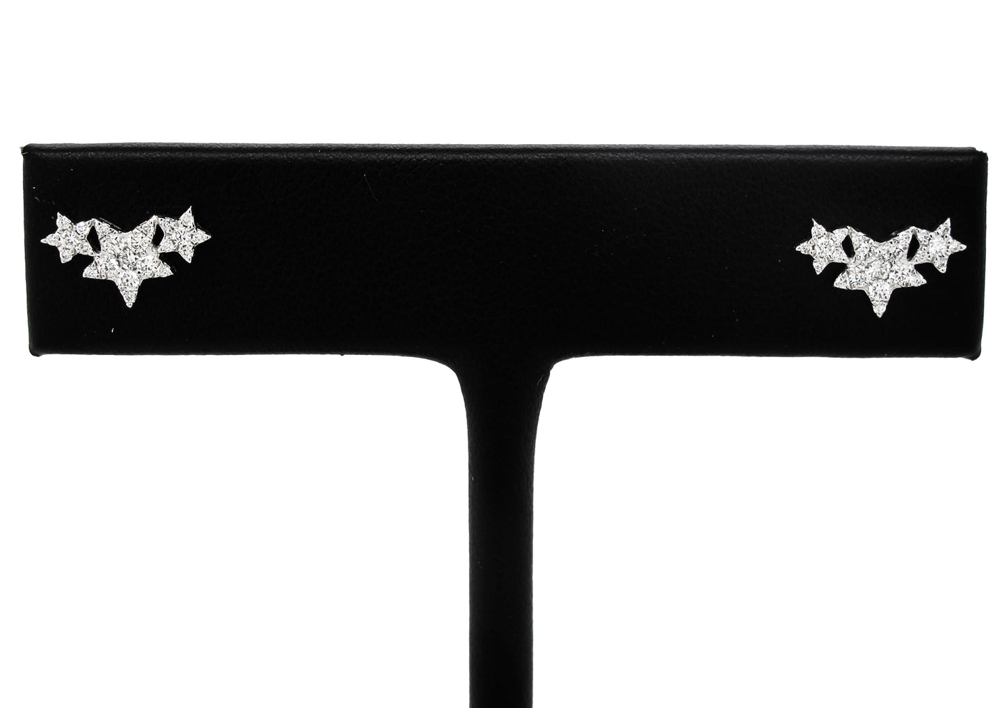 18k White Gold 1/4ct TDW White Diamond 3-Star Stud Earrings