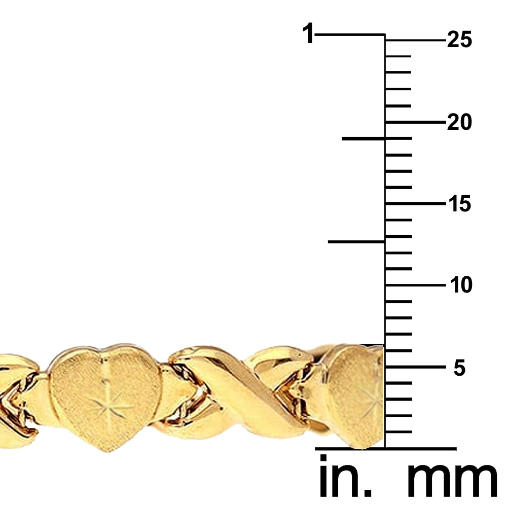 14k Yellow Gold Stampato Heart-Shape XO 7.5-inch Bracelet