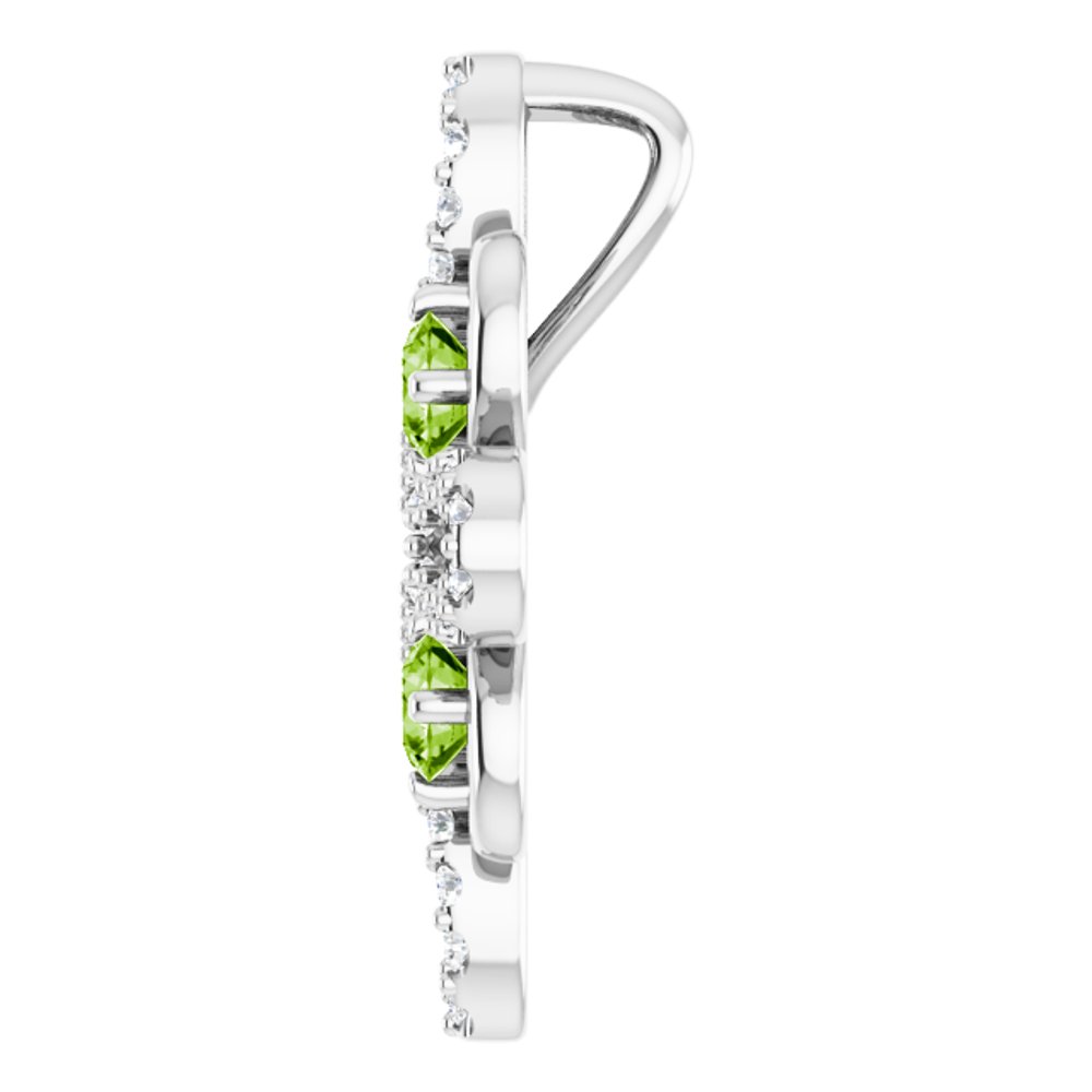 14k White Gold Natural Peridot & 1/6 CTW Natural Diamond Clover Pendant