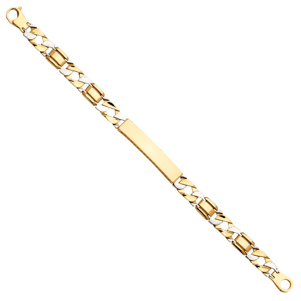 14K Two-Tone Gold Fancy ID Men's 8.25" Bracelet