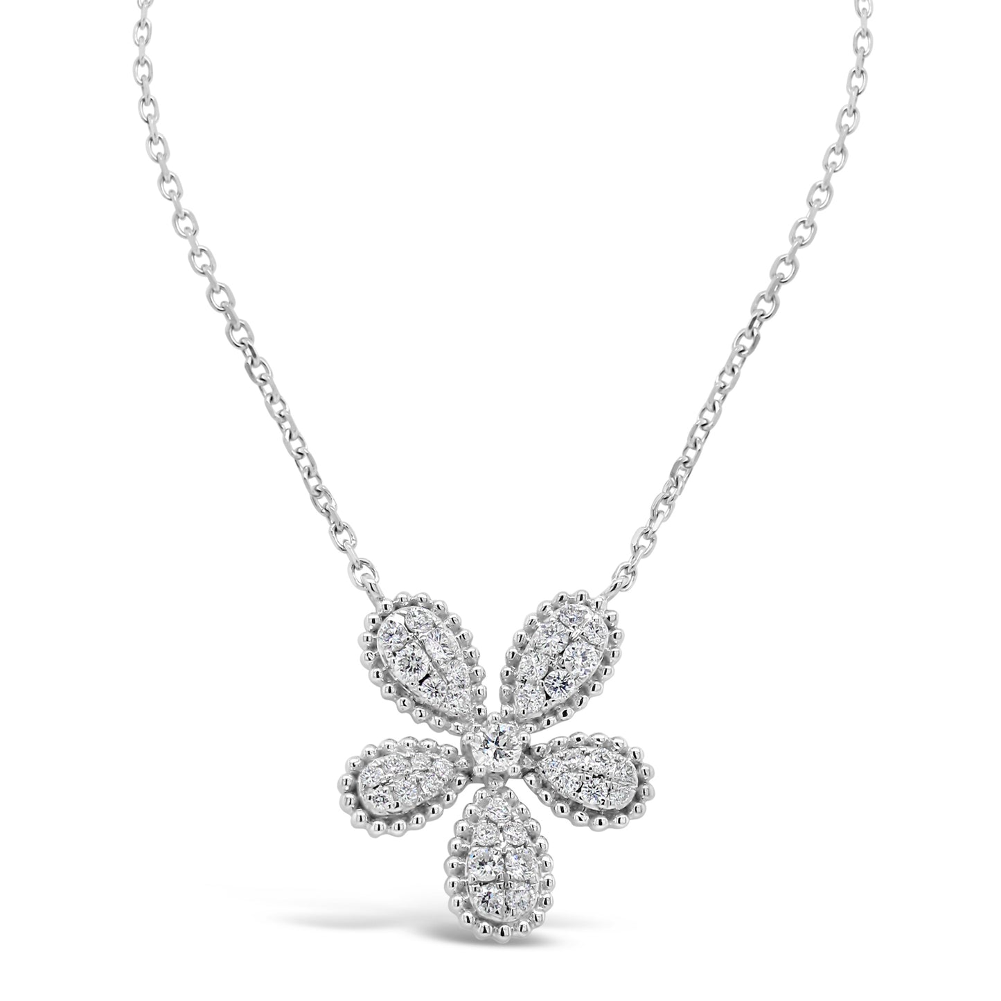 18k White Gold 3/8ct TDW White Diamond Flower Pendant Necklace