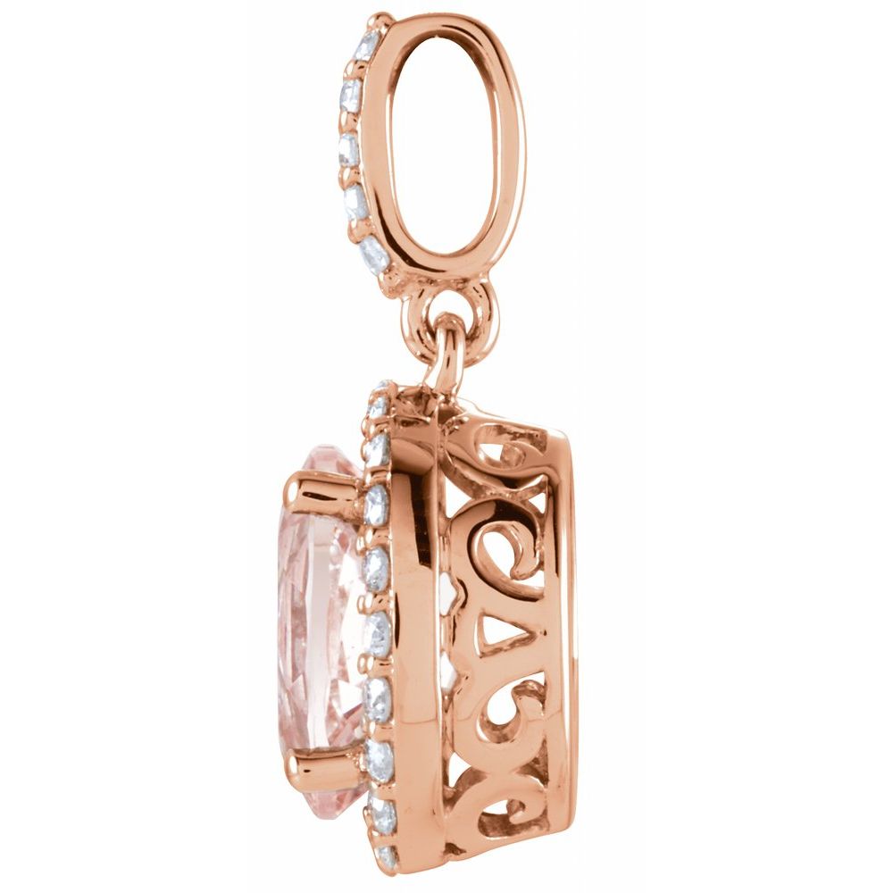 14k Rose Gold Natural Pink Morganite & 1/6 CTW Natural Diamond Pendant