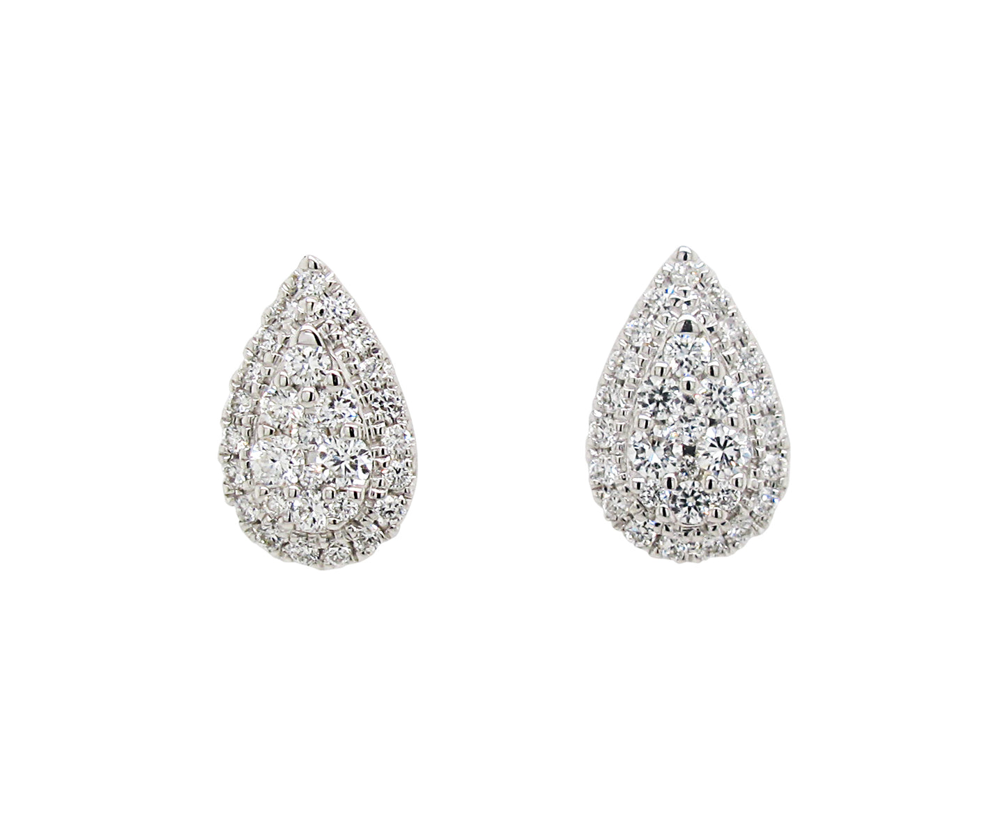 18k White Gold 1/3ct TDW White Diamond Pear Shape Cluster Stud Earrings