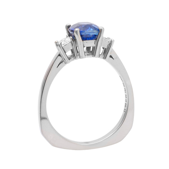 14k White Gold 2.5ct TGW Blue Sapphire and White Diamond One-of-a-Kind Ring