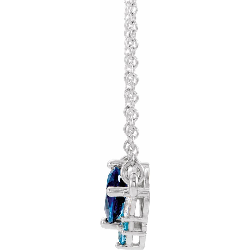 14k White Gold Natural Multi-Gemstone & .06 CTW Natural Diamond 18" Necklace