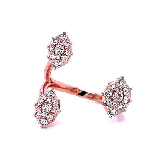 14k Rose Gold 3/4ct TDW White Diamond Open Cluster Ring